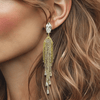Long Strass Triangle Earrings | Gold - Muze Earrings