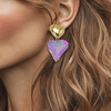 Love Defined Lilac Heart Earrings | Gold - Muze Earrings