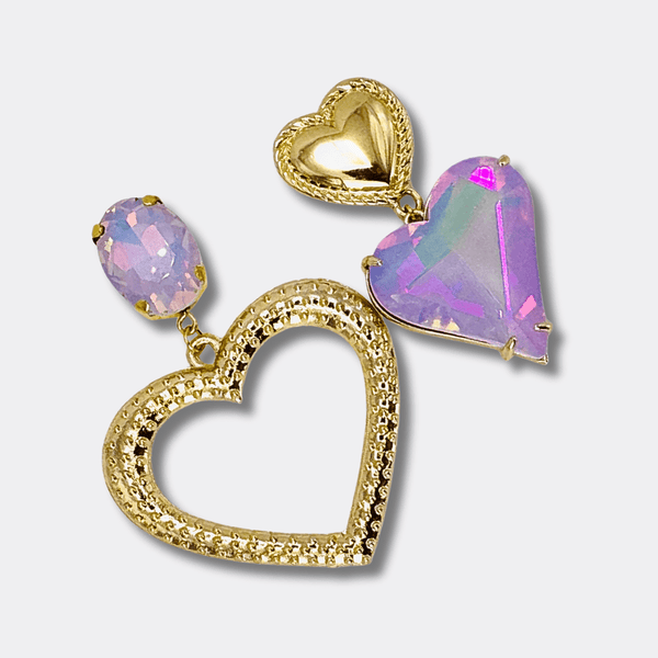 Love Defined Lilac Heart Earrings | Gold - Muze Earrings
