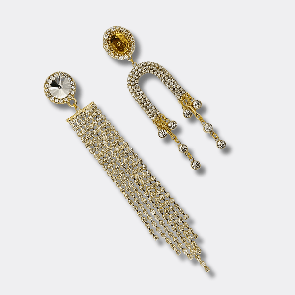 Luxurious Strass Arc Earrings | Gold - Muze Earrings