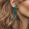 Malachite Glam Earrings | Silver - Muze Earrings
