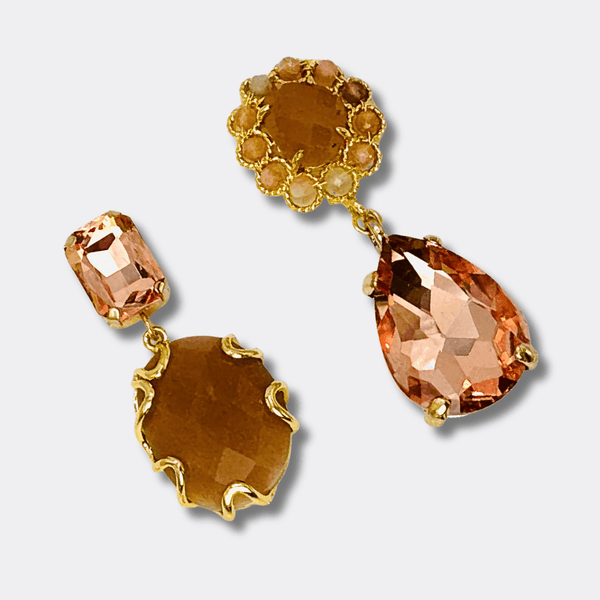 Mini Apricot Agate II Earrings | Gold - Muze Earrings