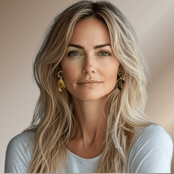 Mini Tiger Eye Earrings | Gold - Muze Earrings