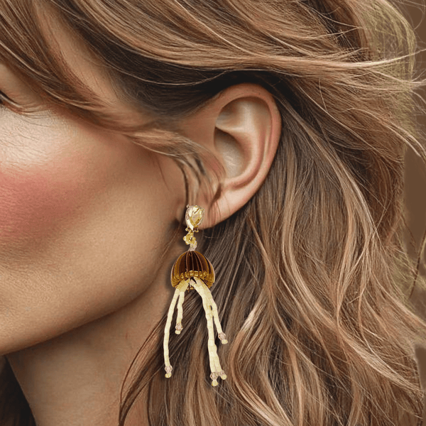 Natural Jellyfish Earrings | Gold - Muze Earrings