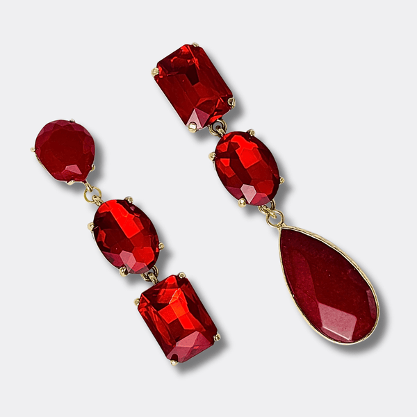 Passion Red Agate Earrings | Gold - Muze Earrings