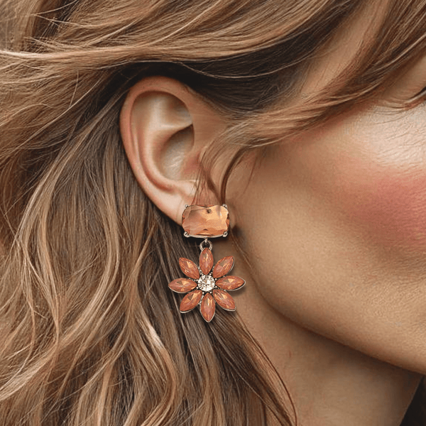 Peach Flower Earrings | Silver - Muze Earrings