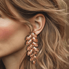 Peach Leaf Crystal Earrings | Gold - Muze Earrings