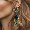 Peacock Festival Wings Earrings | Gold - Muze Earrings