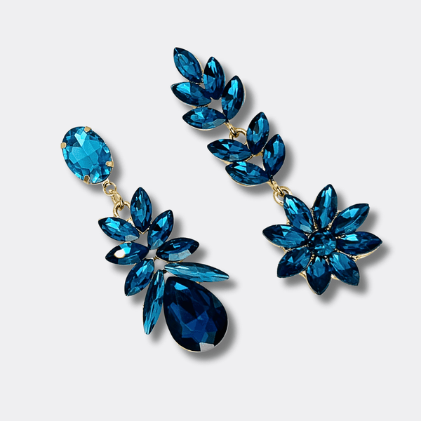 Petrol Crystal Earrings | Gold - Muze Earrings