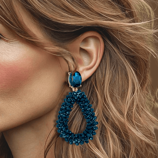 Petrol Facet Drop Earrings | Gold - Muze Earrings