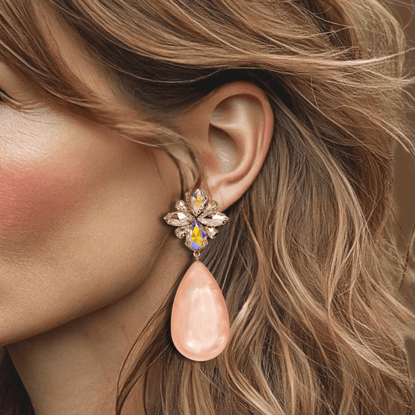Pink AB Earrings | Gold - Muze Earrings