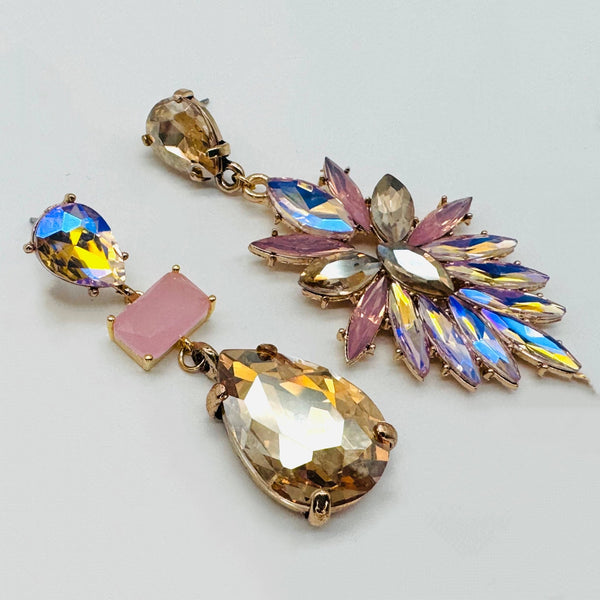 Handgemaakt statement oorbel pink champagne dream handgemaakt door MUZE earrings. Gratis geleverd binnen nederland en belgie.