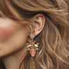 Pink Champagne Leafs Earrings | Gold - Muze Earrings