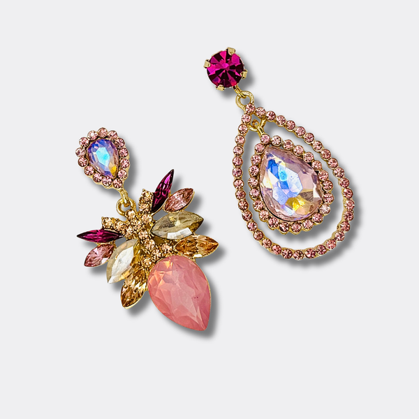 Pink Champagne Leafs II Earrings | Gold - Muze Earrings