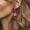 Pink & Red Leafs Earrings | Gold - Muze Earrings
