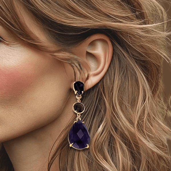 Purple Amethyst Earrings | Gold - Muze Earrings
