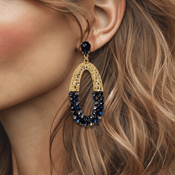 Purple Crystal Glam Earrings | Gold - Muze Earrings