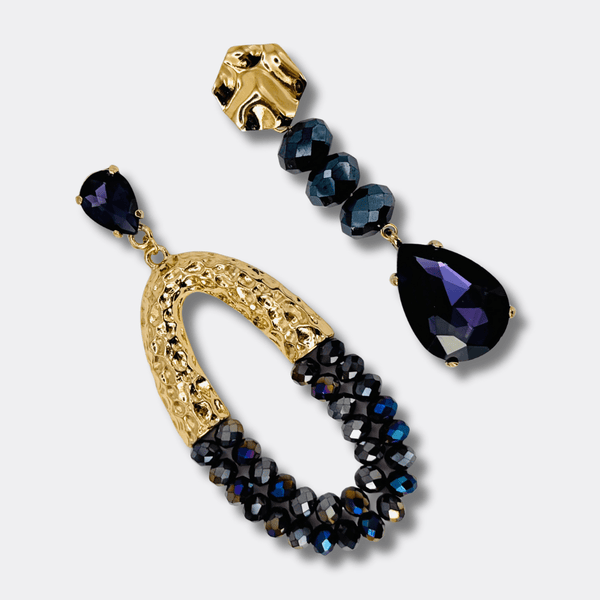 Purple Crystal Glam Earrings | Gold - Muze Earrings