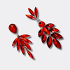 Red Crystal Leafs Earrings | Silver - Muze Earrings