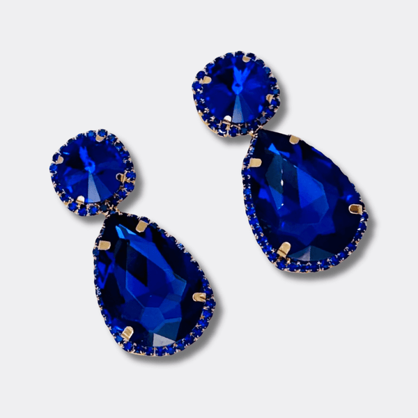 Royal Blue Strass Earrings | Gold - Muze Earrings