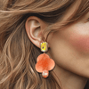 Salmon Pink Shell Earrings | Gold - Muze Earrings