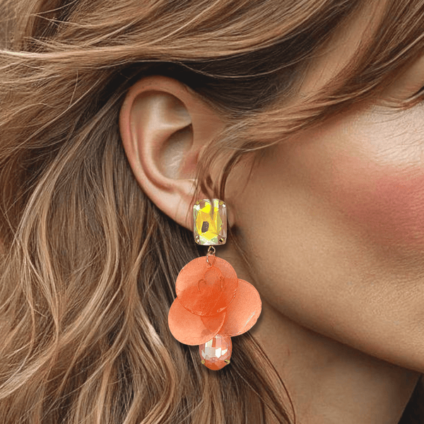 Salmon Pink Shell Earrings | Gold - Muze Earrings