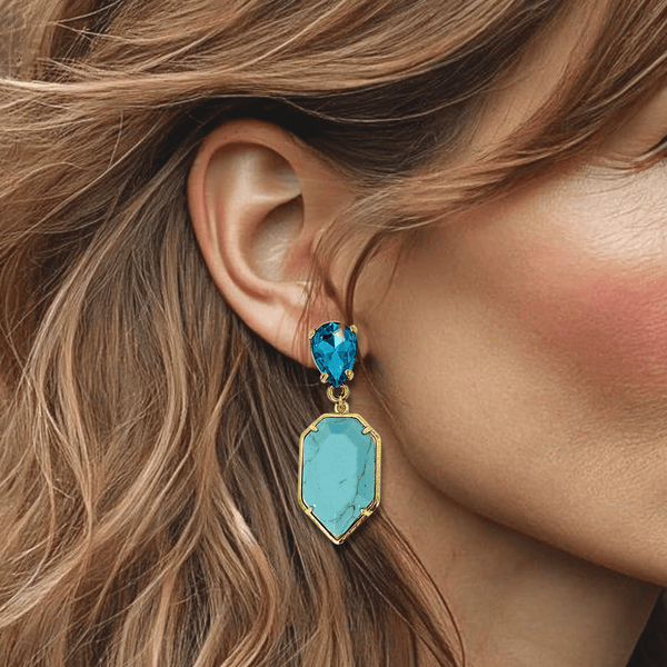 Small Blue Turquoise II Earrings | Gold - Muze Earrings