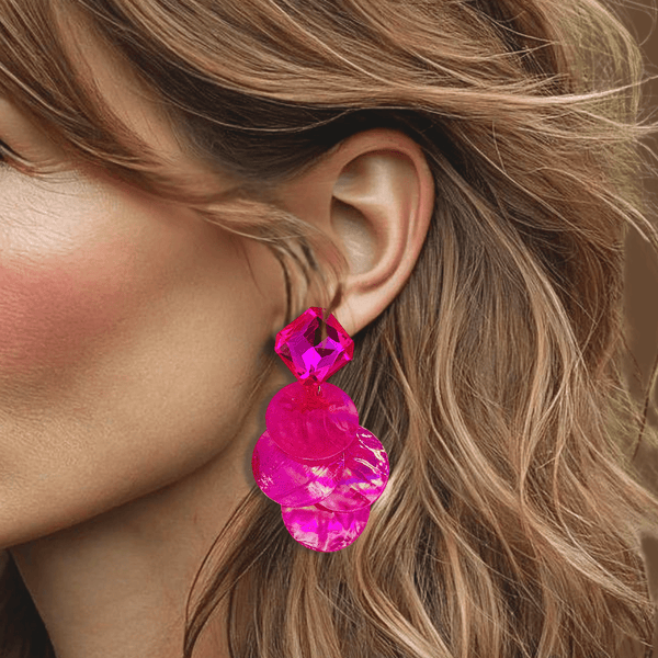 Small Fuchsia Shell Earrings | Gold - Muze Earrings