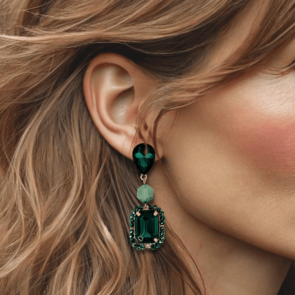 Smaragd Agate Crystal Earrings II | Gold - Muze Earrings
