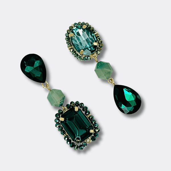 Smaragd Agate Crystal Earrings II | Gold - Muze Earrings