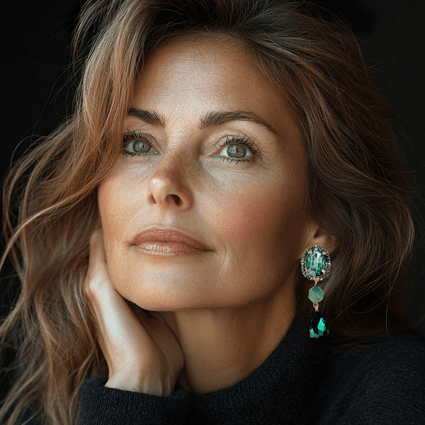 Smaragd Agate Crystal Earrings II | Gold - Muze Earrings