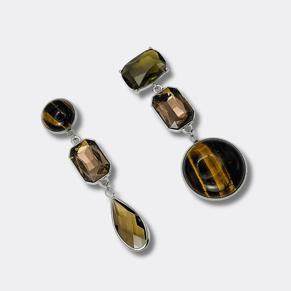 Summer Tiger Eye Earrings | Silver - Muze Earrings