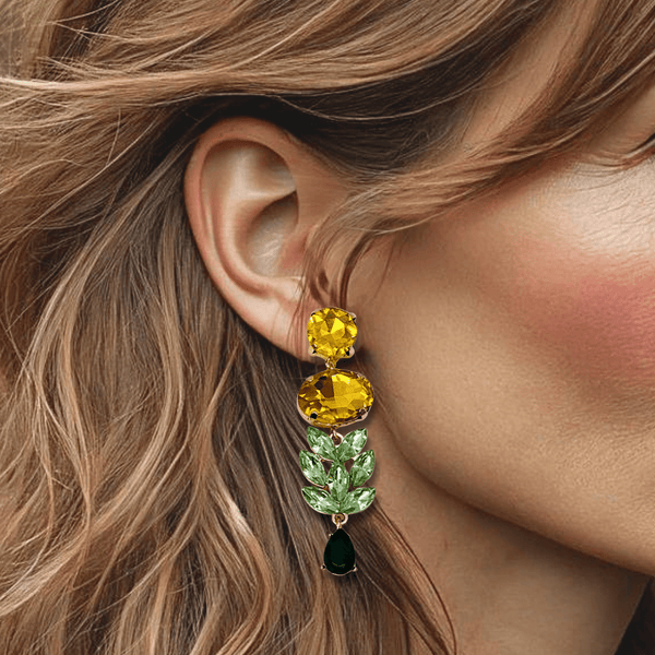 Sunflower Crystal Earrings | Gold - Muze Earrings