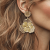 Taupe Festival Flower | Gold - Muze Earrings