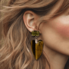 Tiger Eye Heart Earrings | Silver - Muze Earrings