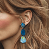 Trio Blue Agate Earrings | Gold - Muze Earrings