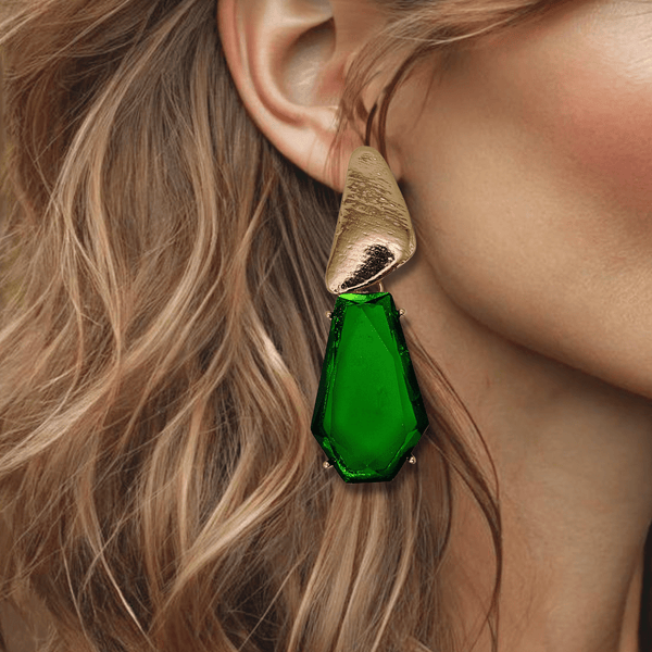 Trio Green Resin Earrings | Gold - Muze Earrings