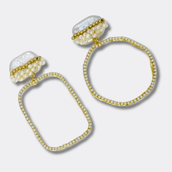 White Pearl Earrings | Gold - Muze Earrings