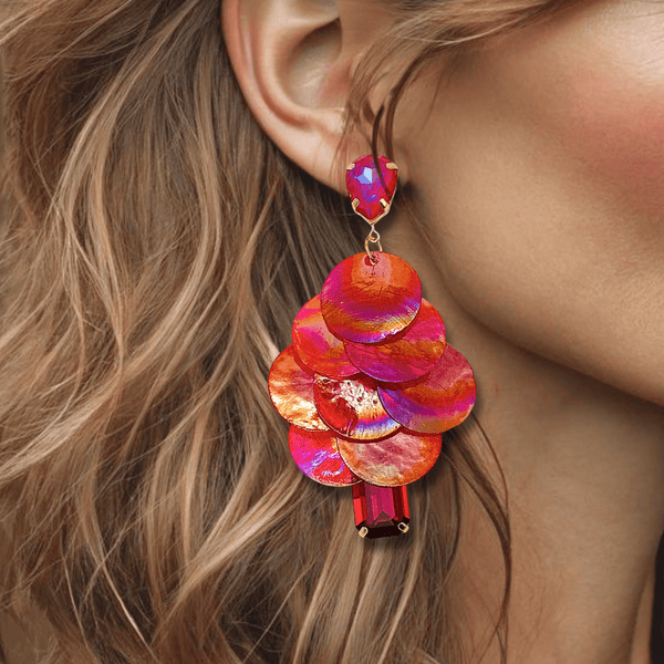 Wine Red Shell Earrings | Gold - Muze Earrings