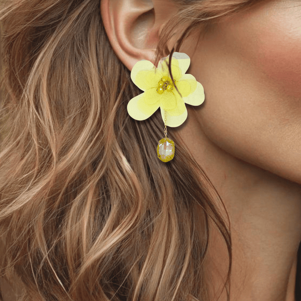 Yellow Festival Earrings | Gold - Muze Earrings