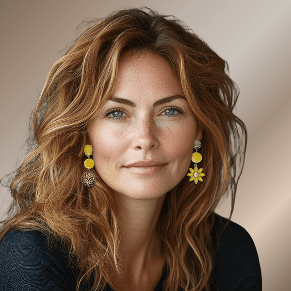 Yellow Jade Leopard II Earrings | Silver - Muze Earrings