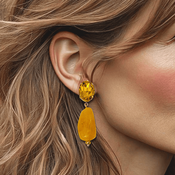 Yellow Summer Earrings | Gold - Muze Earrings