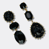 Black Facet Drop Earrings | Gold