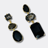 Black & Grey Crystal Earrings | Gold