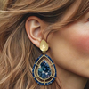 Blue Resin Drop Earrings | Gold