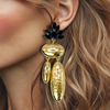 Bold Black Earrings | Gold