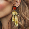 Bold Cognac Earrings | Gold