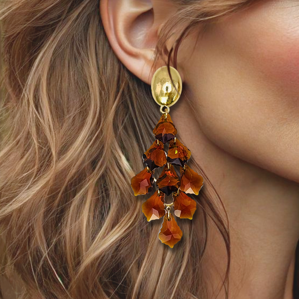 Bold Cognac Earrings | Gold