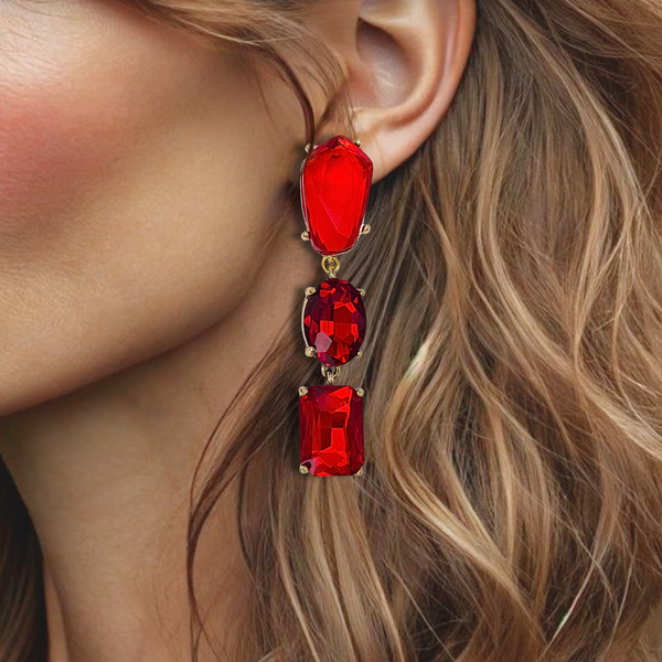 Bright Red Earrings | Gold
