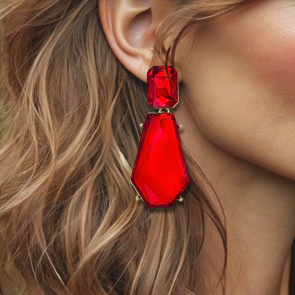 Bright Red Earrings | Gold